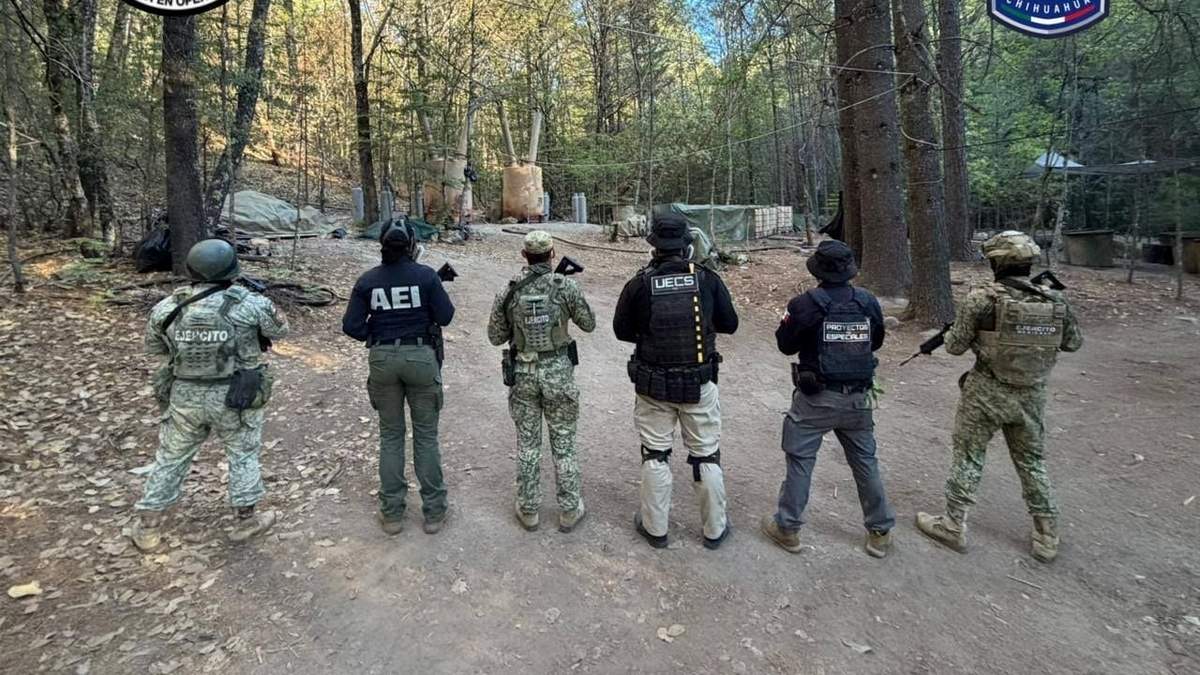 Elementos de la AEI y la Sedena en el operativo del sábado pasado en Chihuahua