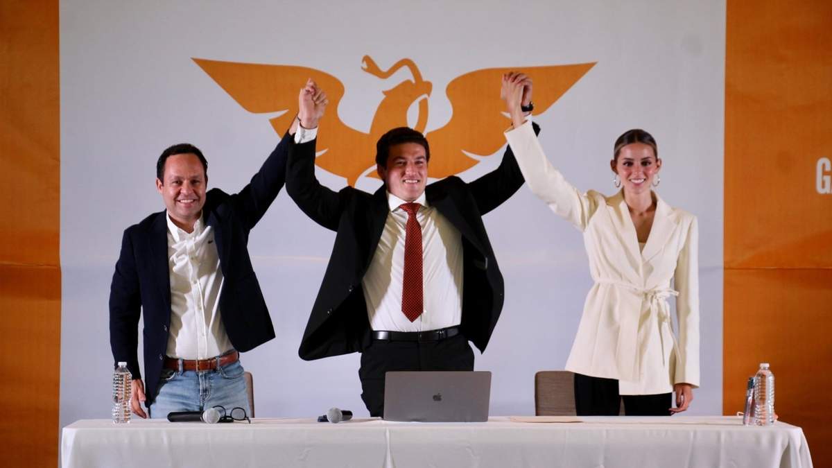 Clemente Castañeda, líder de Movimiento Ciudadano, y Samuel García, candidato a gobernador de Nuevo León