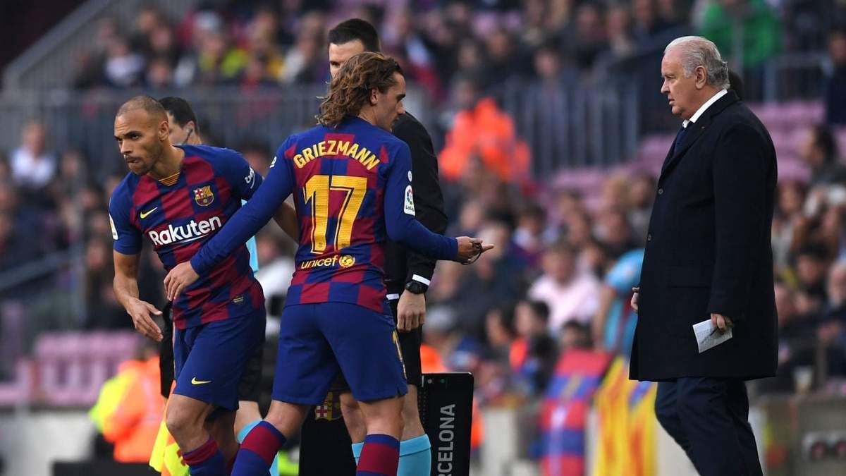Martin Braithwaite y Griezmann. Fuente: (Twitter),