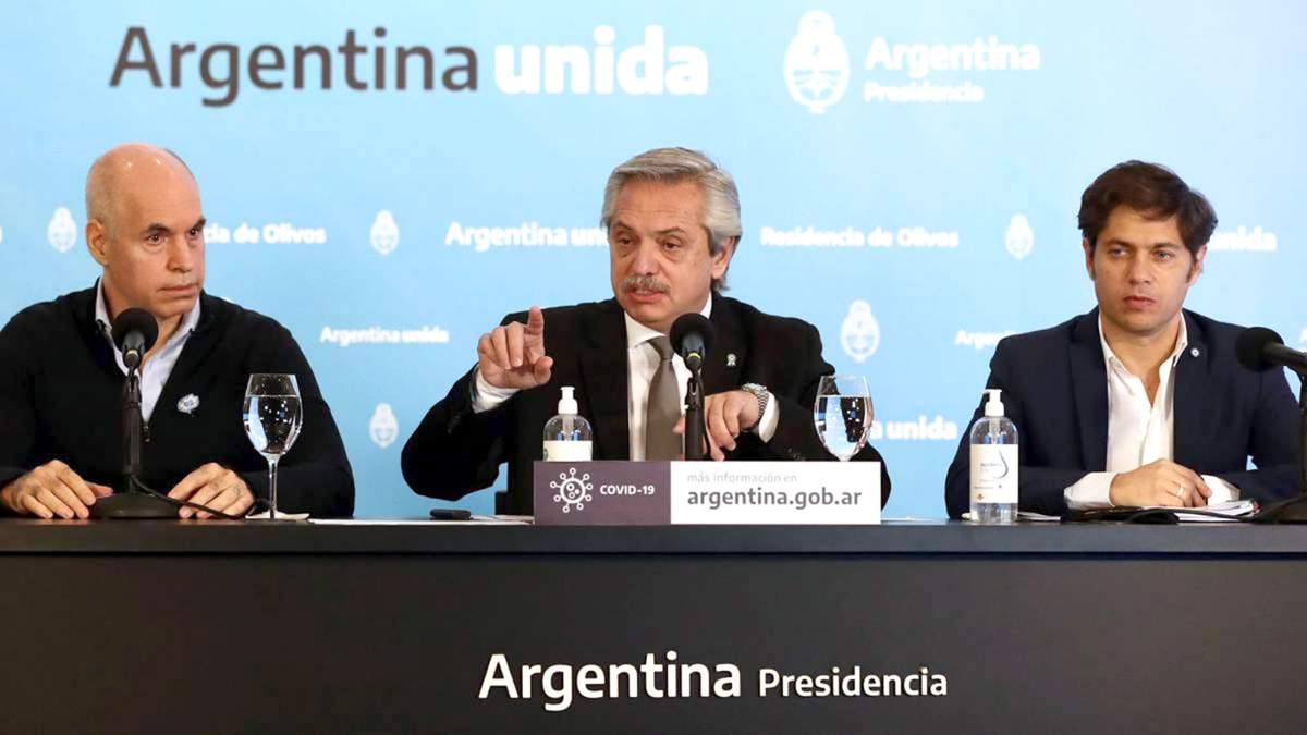 Horacio Rodríguez Larreta, Alberto Fernández y Axel Kicillof. Fuente: (Twitter)