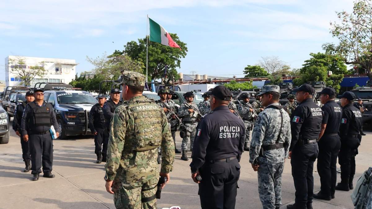 Elementos de la Marina, Policía estatal y de la Guardia Nacional en el arranque del operativo interinstitucional, "Tabasco Seguro"