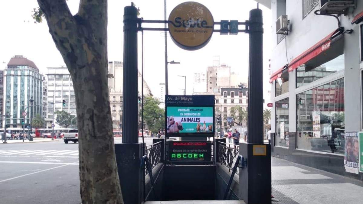 Publicidad de campaña vegana en el centro porteño. Fuente: (Instagram)