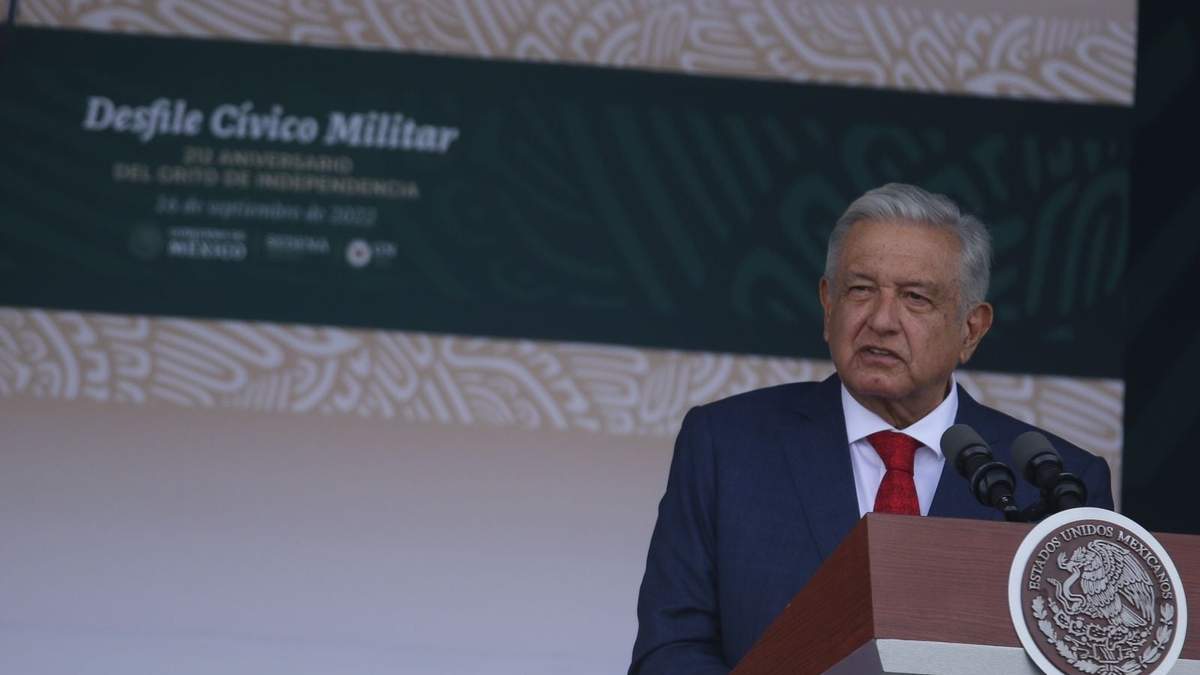 El presidente López Obrador en el discurso previo al desfile por la Independencia