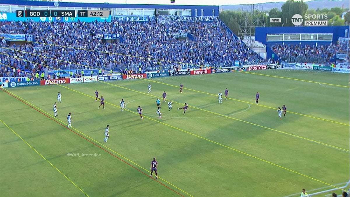 Las líneas que tiró un perfil especializado en Twitter muestran que Andino no estaba en off side.