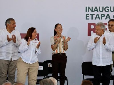 En Tula “nomás una barda y miren aquí”: así se mofó Sheinbaum de Calderón desde Dos Bocas