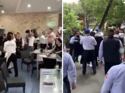 Batalla campal en un Fisher’s luego de que una mesera derramó salsa hirviendo a una bebé (Video)