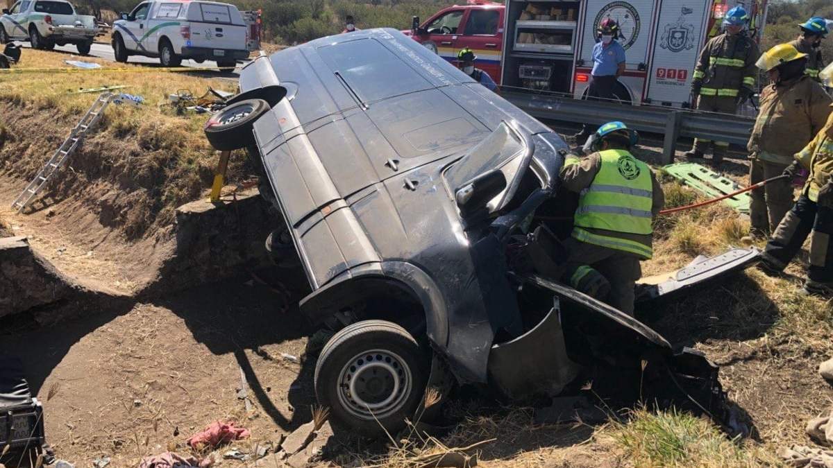 La camioneta en la que viajaban los peregrinos