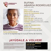 'Desaparece” Rufina Abaroa Rodríguez activista y buscadora en Veracruz