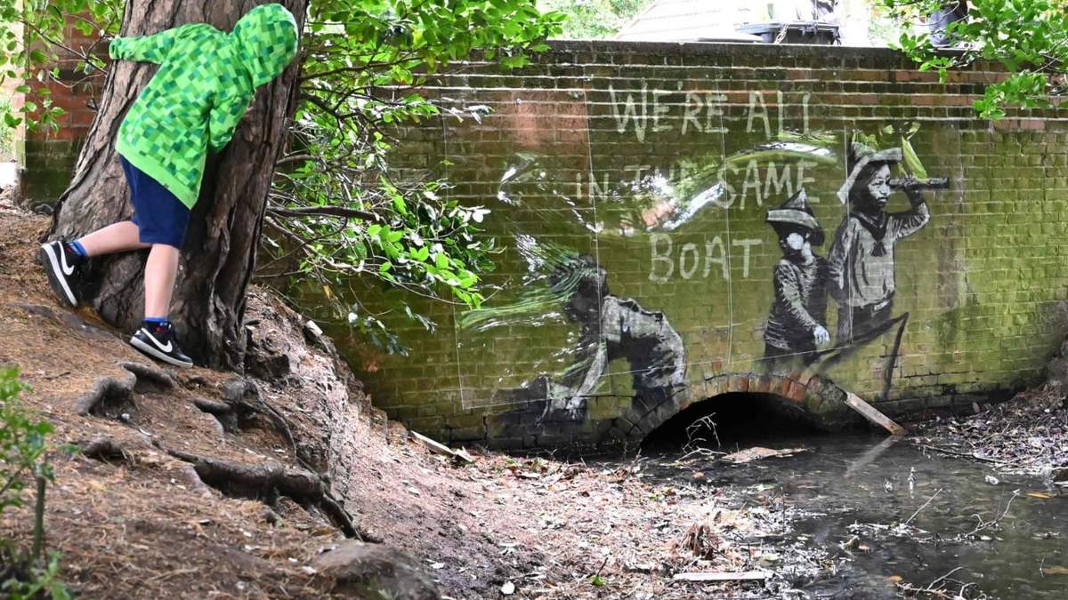 Las obras de Banksy al este de Inglaterra, Reino Unido. Fuente: (Twitter)