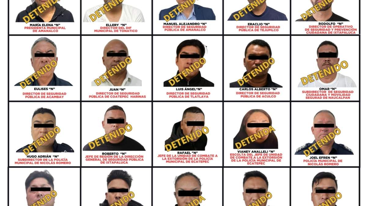Funcionarios detenidos en la Operación Enjambre en Edomex