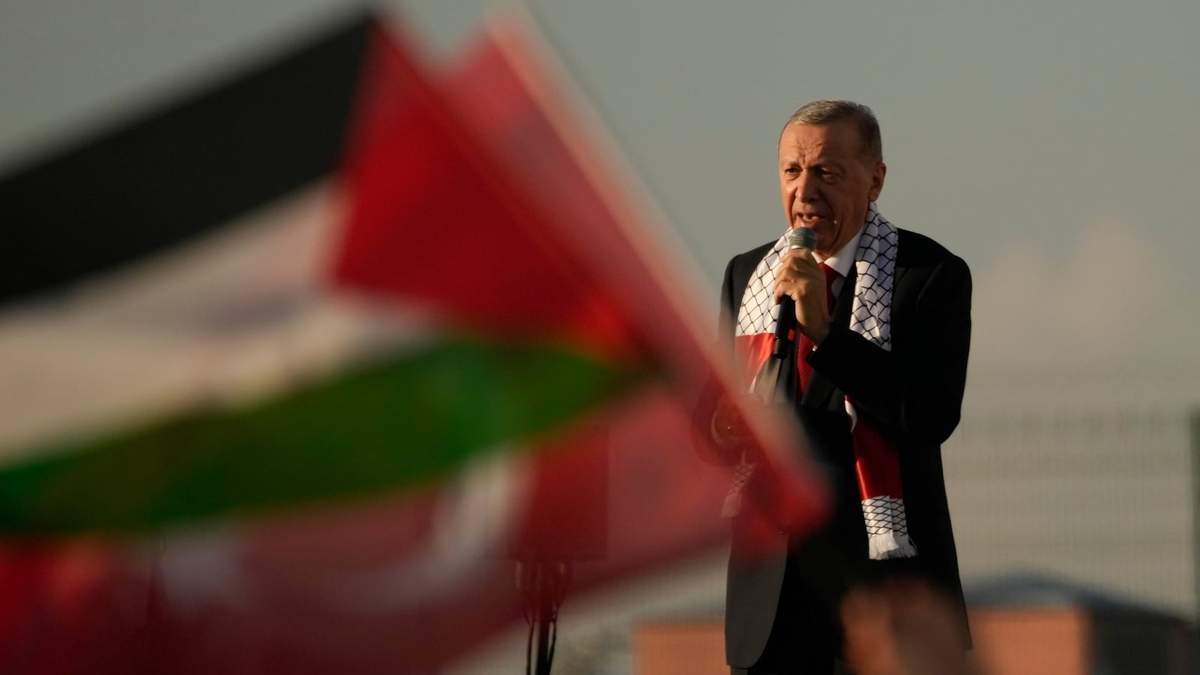 El presidente turco, Recep Tayyip Erdogan, en una manifestación en favor de los palestinos