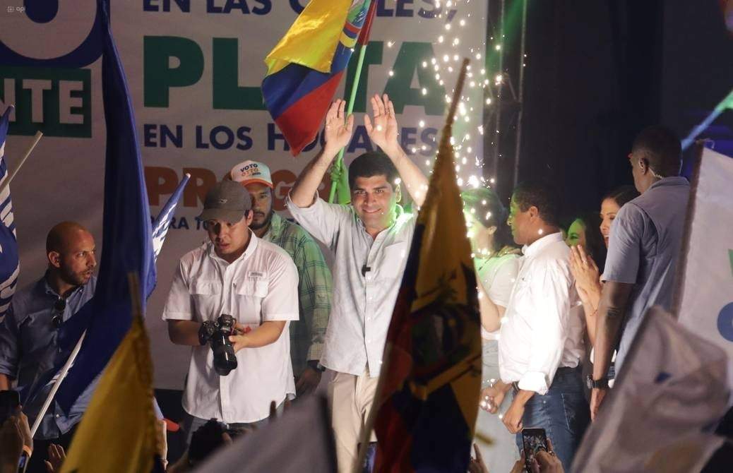 Candidato presidencial ecuatoriano Otto Sonnenholzner. Cierre de campaña en Guayaquil
