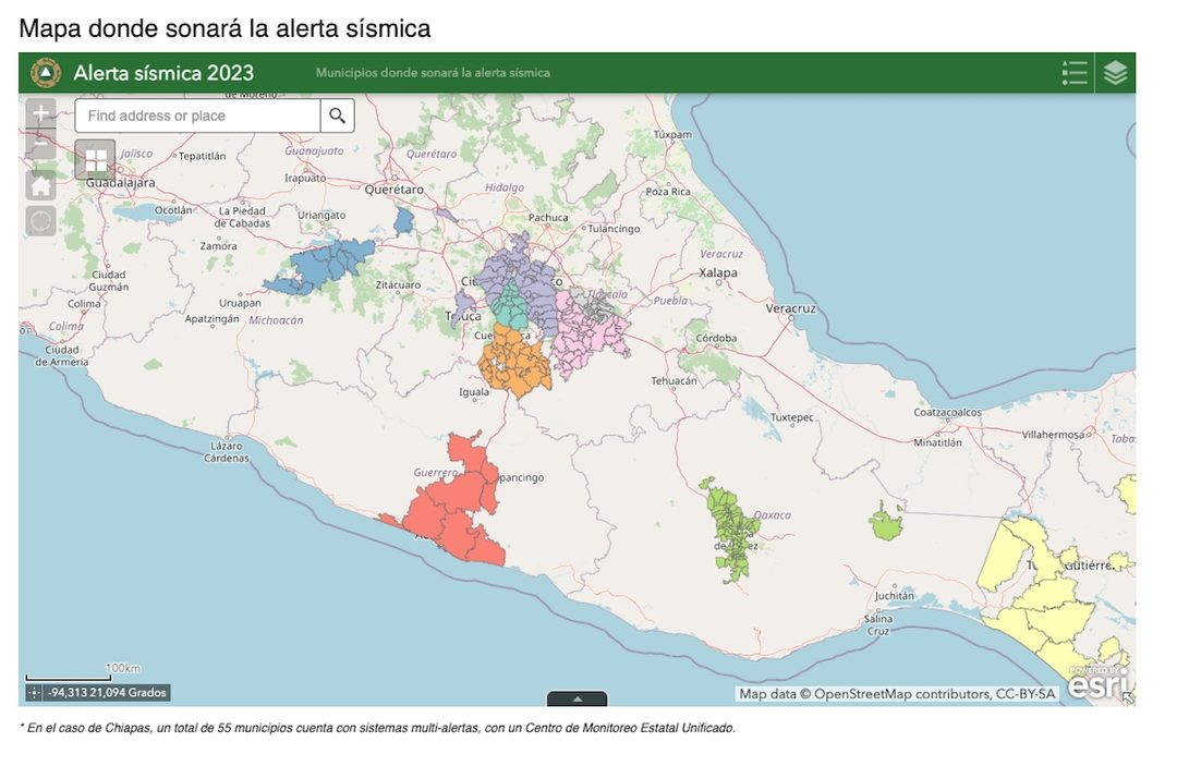 mapa alerta sismica
