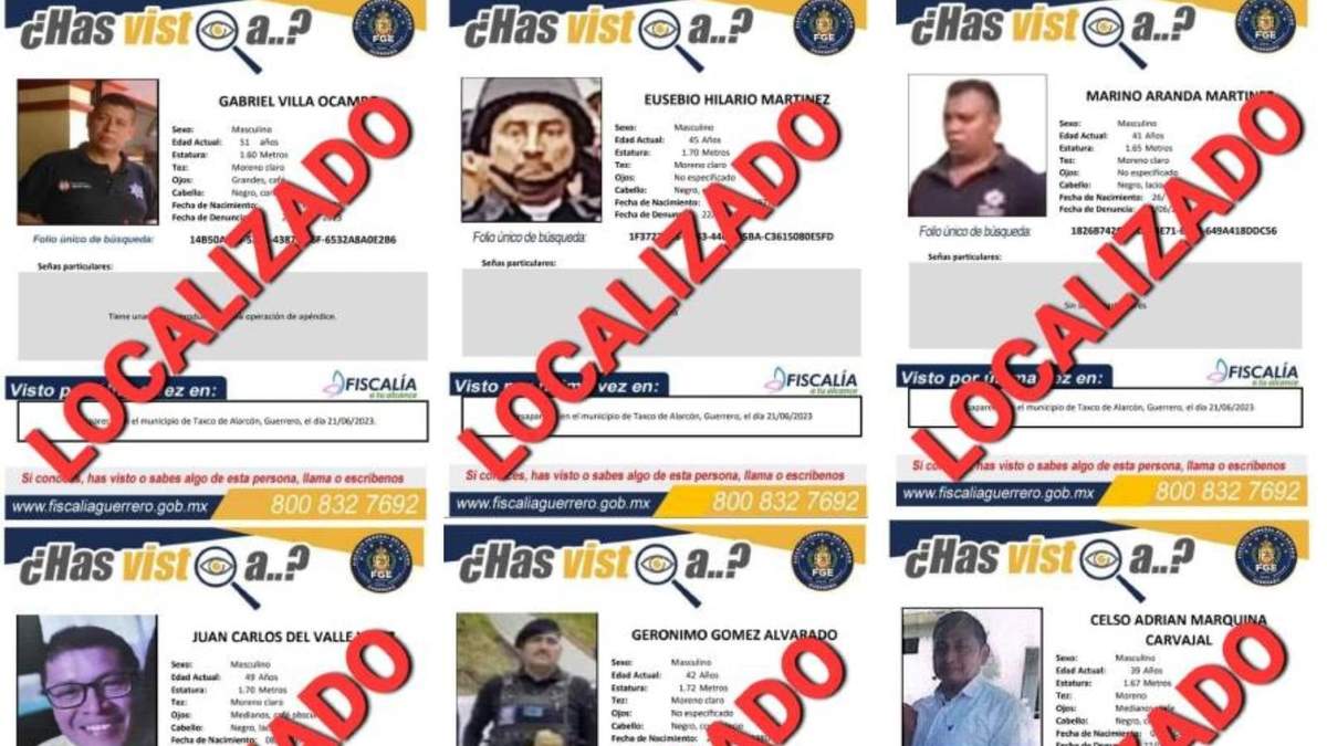 Seis de los ocho policías que la autoridad informó que ya fueron localizados