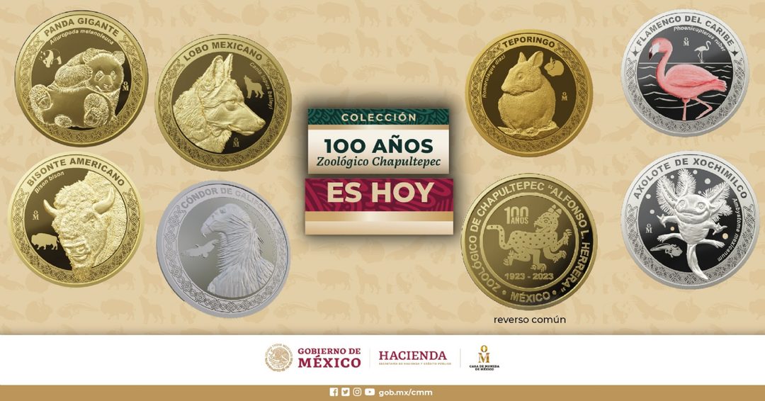 Monedas conmemorativas de los 100 años del zoológico de Chapultepec