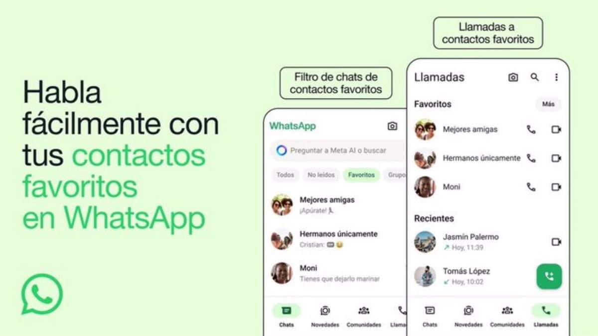 Nueva función de contactos favoritos en WhatsApp