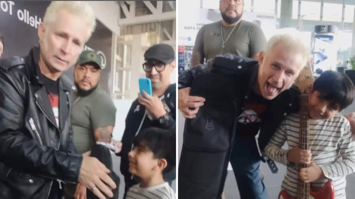 Mike Dirnt, integrante de Green Day, regala bajo a niño mexicano