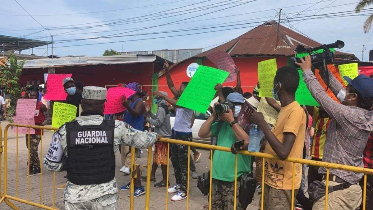 Manifestación de migrantes en Tapachula