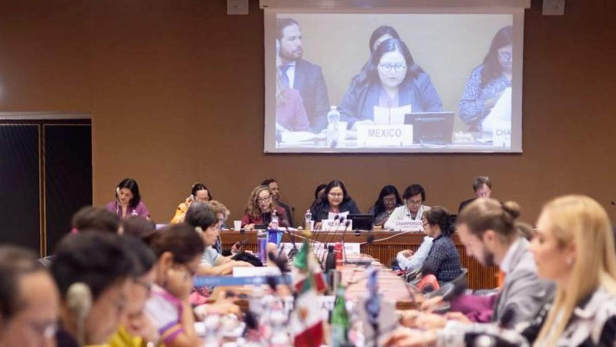 Citlalli Hernández, secretaria de las Mujeres del Gobierno de México, en la reunión del CEDAW