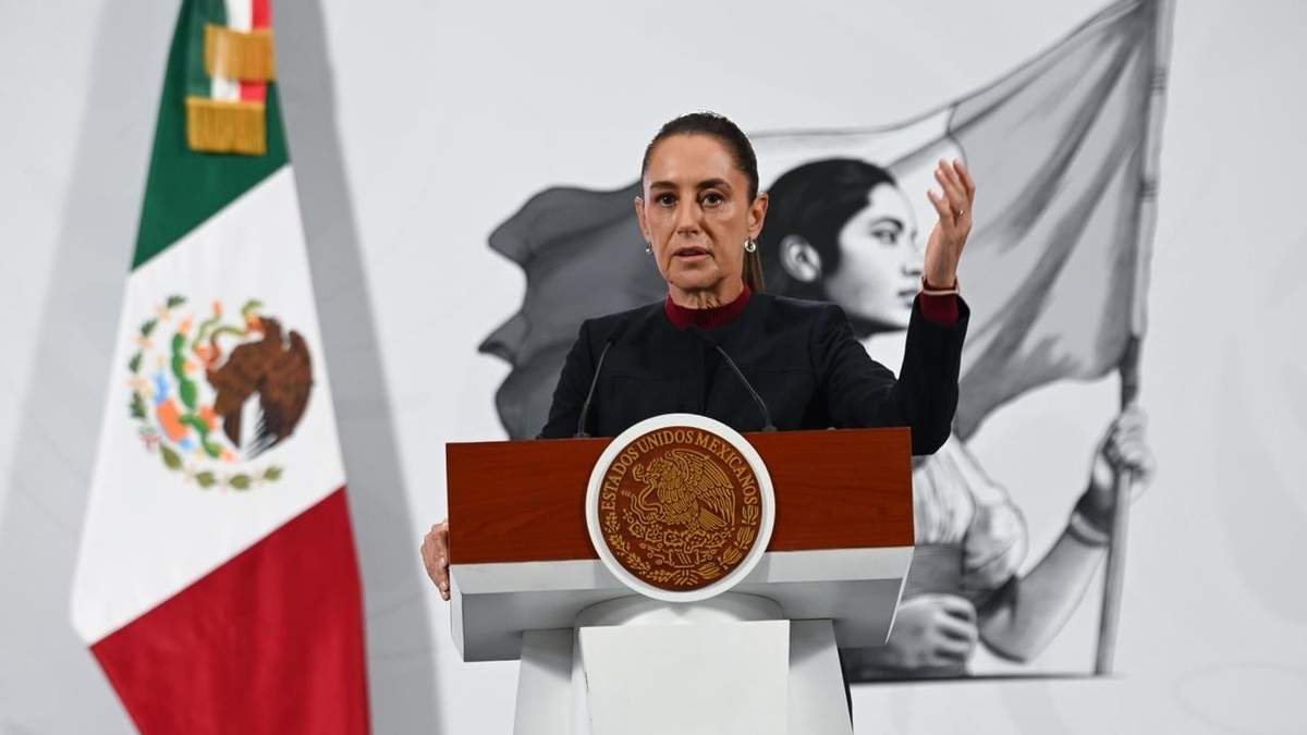 La presidenta Claudia Sheinbaum en la conferencia matutina de Palacio Nacional, el jueves 23 de octubre de 2025