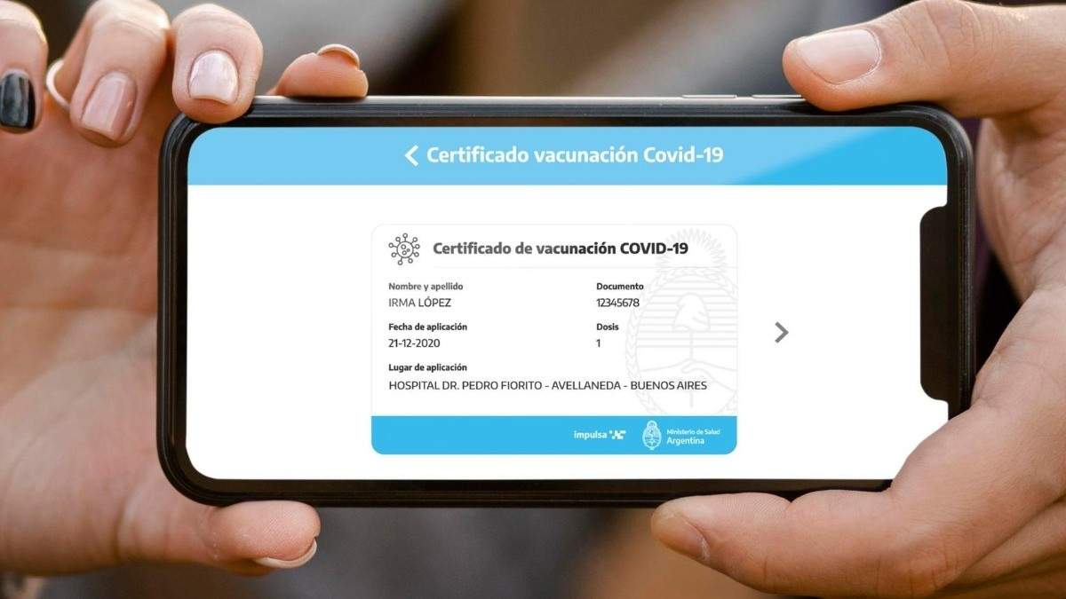 El pase sanitario se encuentra en la aplicación Mi Argentina. Fuente: (Twitter)