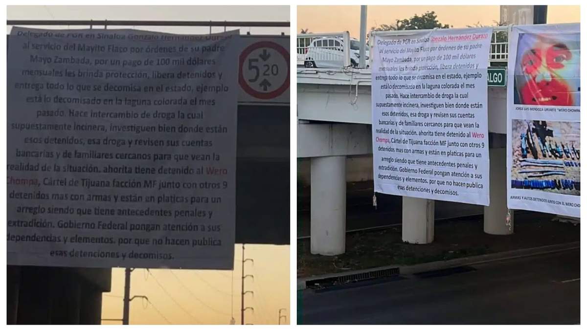 Las mantas colocadas en Culiacán