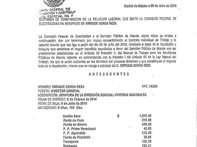 La liquidación de Ochoa Reza: millonaria… e 'indebida”