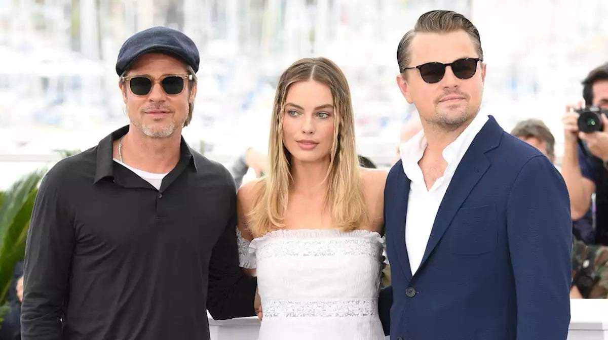 Brad Pitt, Margot Robbie y Leonardo DiCaprio. Fuente: (Twitter).