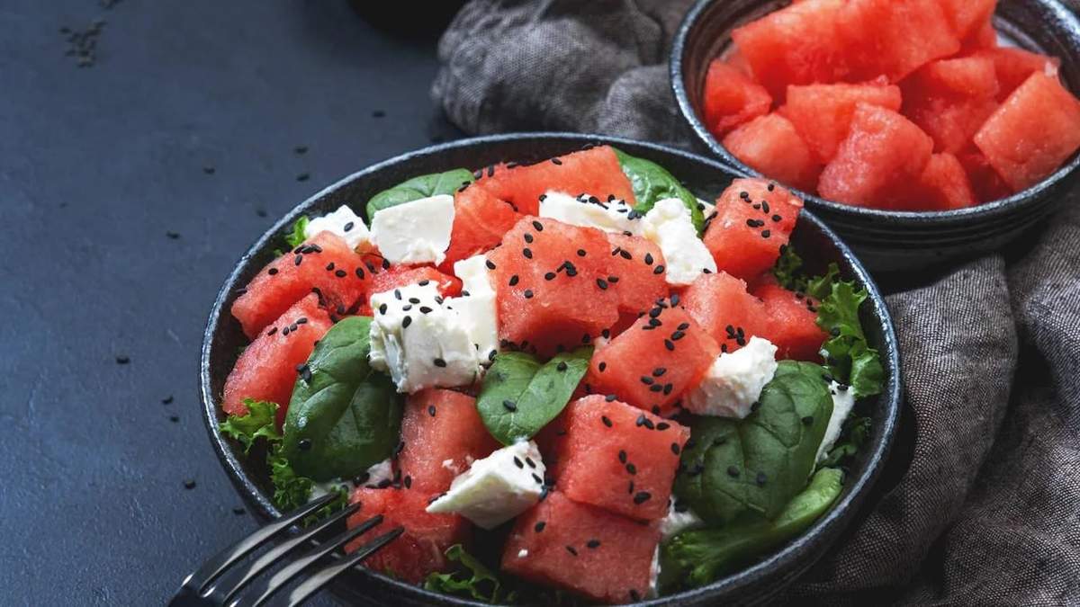 Ensalada de sandía y queso. Fuente: (Instagram)