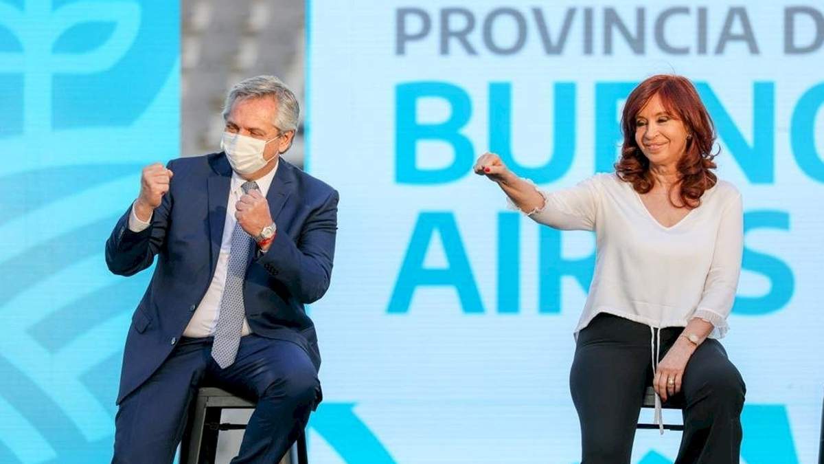 El presidente y la vicepresidenta, Alberto Fernández y Cristina Fernández de Kirchner. Fuente: (Twitter)