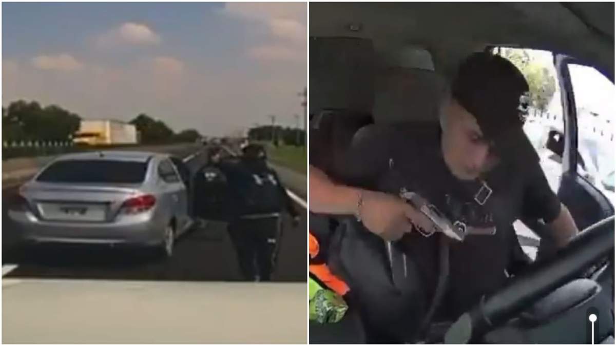 Momentos del asalto carretero en el Circuito Exterior Mexiquense captados en video