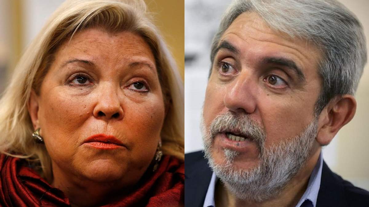 La dirigente opositora, Elisa Carrió, y el ministro de Seguridad, Aníbal Fernández. Fuente: (Minuto Neuquén)