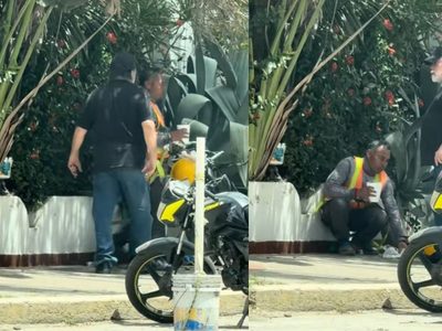 Captan en VIDEO a extranjero que corre a un obrero por comer en la banqueta en Mazatlán