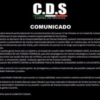 En supuesto comunicado, Cártel de Sinaloa pide renuncia de responsables de operativo en Culiacán