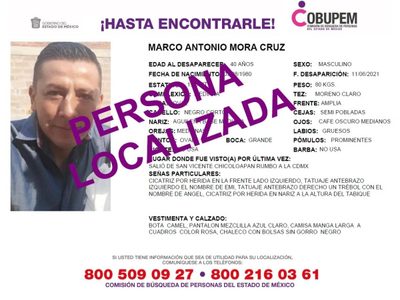 Artículo 19 informa que fue localizado el periodista Marco Antonio Mora Cruz