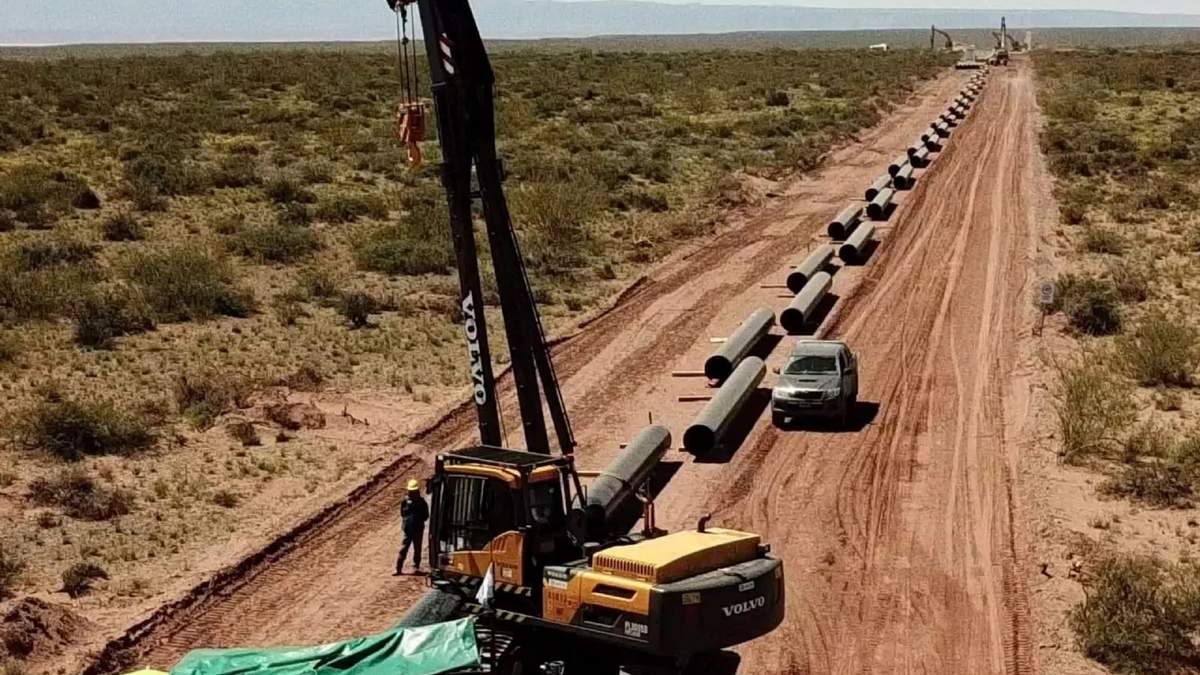 Caños del gasoducto Néstor Kirchner. Fuente: (Twitter)