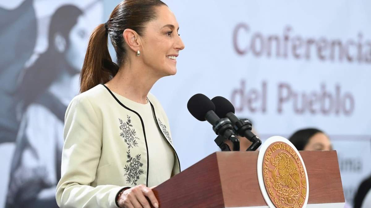 La presidenta durante su confenrencia en Colima