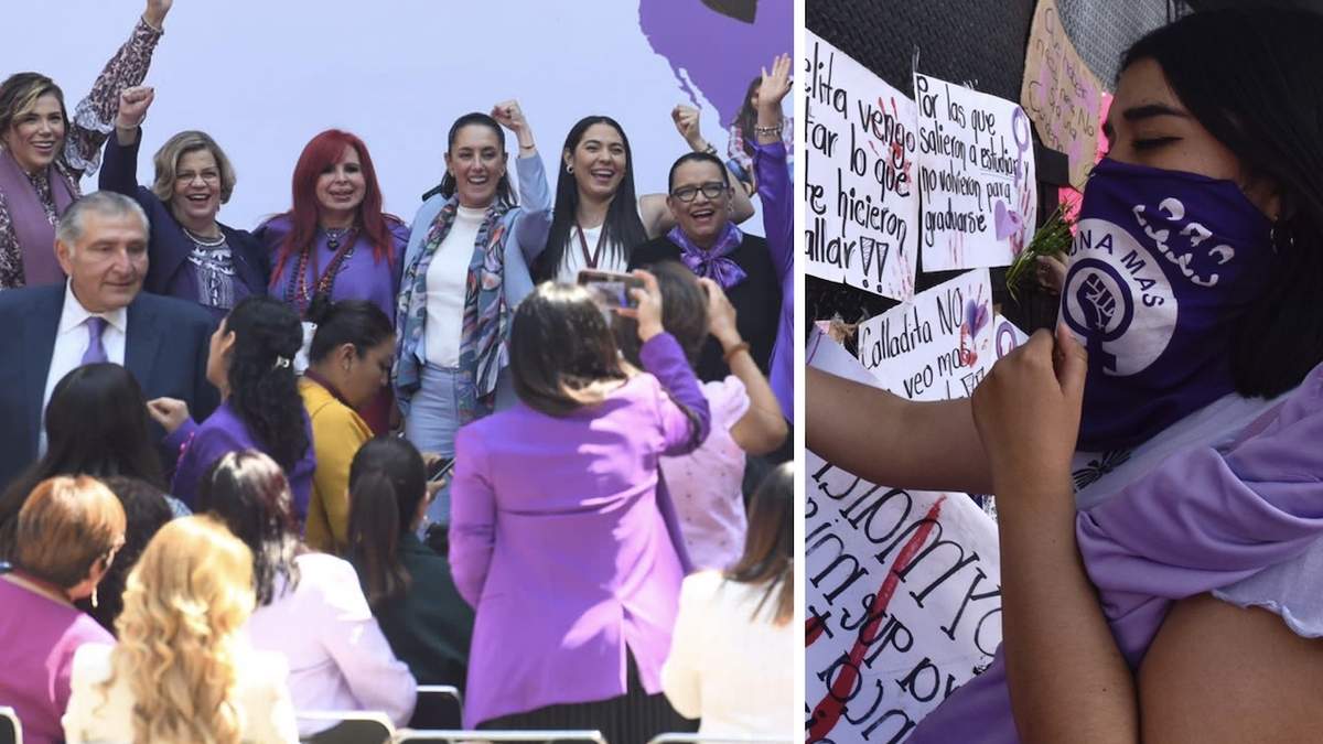 La conmemoración oficial y la manifestación frente a un Palacio vallado