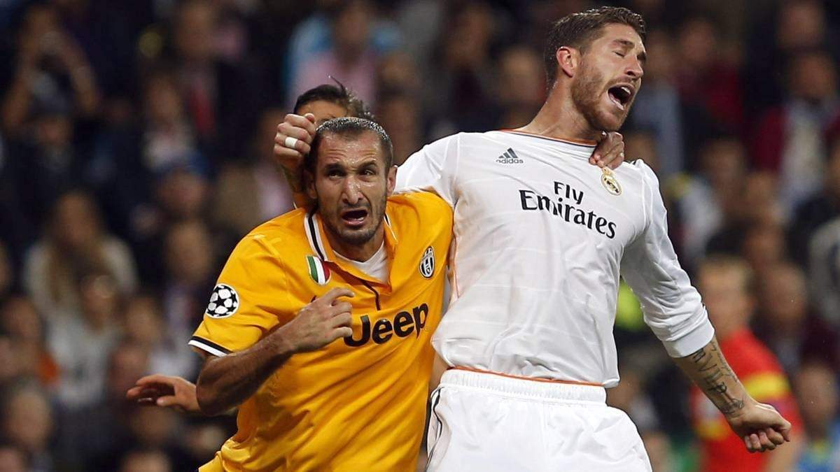 Chiellini y Sergio Ramos. Fuente: (Twitter).