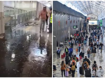 AICM: fuga de aguas negras inunda pasillo de la Terminal 1