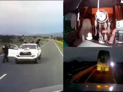 Puebla: Presuntos sicarios despojan a conductores de tráileres en apenas 30 segundos (Videos)