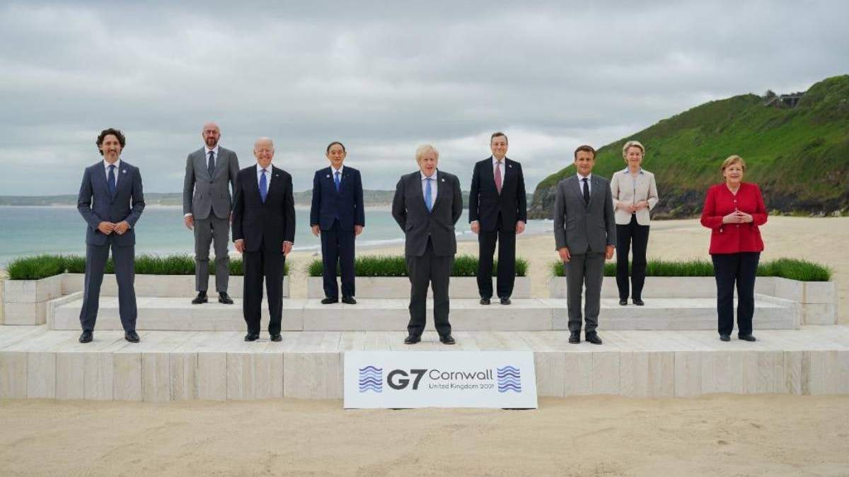 Los líderes del G-7 en una reunión de 2021