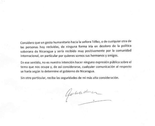 carta enviada a Daniel Ortega 2