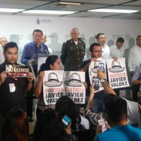 Frente al gabinete de seguridad periodistas de Sinaloa exigen justicia para Javier Valdez