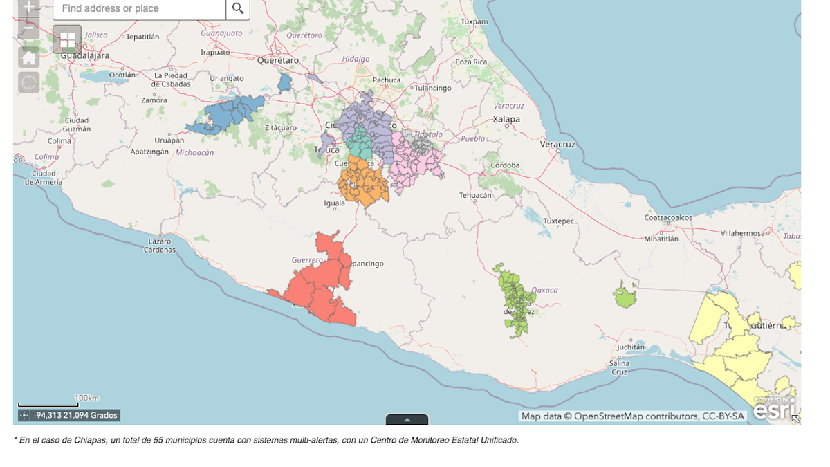 Mapa en el que se puede consultar dónde sonará la alerta