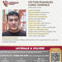 Víctor, estudiante de 15 años, aparece sin vida tras ser reportado desaparecido en Veracruz