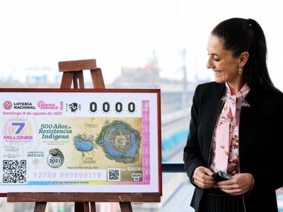 Presentan billete del sorteo para conmemorar 500 años de la Resistencia Indígena México-Tenochtitlán