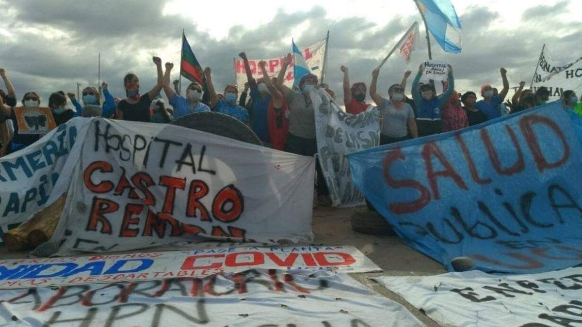 Protesta de los trabajadores del sector de la Salud en Neuquén. Fuente: (Twitter)