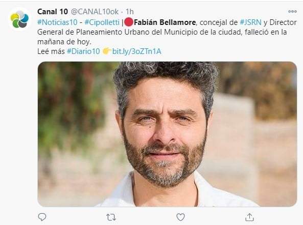 Tuit sobre el fallecimiento