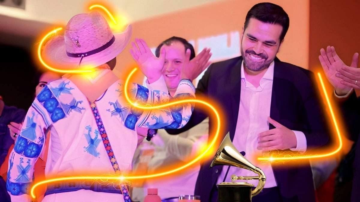 Yuawi y Jorge Álvarez Máynez "recibiendo su grammy", según la cuenta de Movimiento Ciudadano en Chihuahua